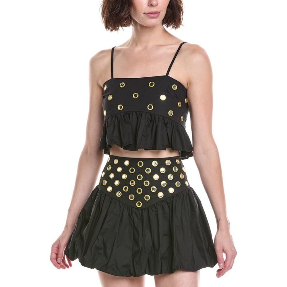 Colette Rose Womens  Embellished Top, Black